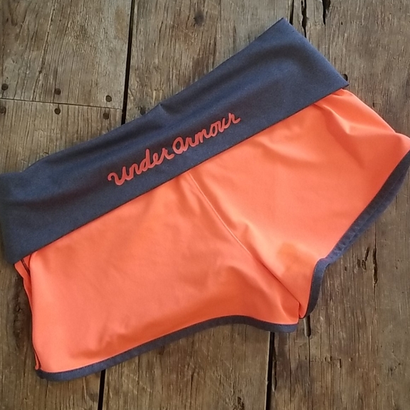 Neon coral Underarmor workout shorts - Picture 2 of 6
